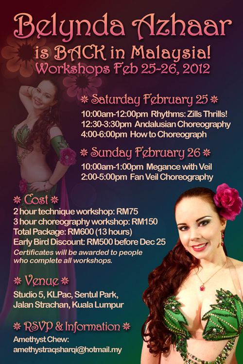 Workshops in Kuala Lumpur, Malaysia with Belynda Azhaar - February 25-26, 2012